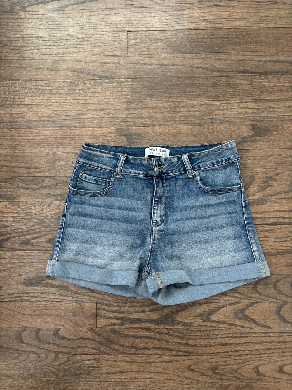 Wax Jean Light Blue Rolled-Hem Denim Shorts